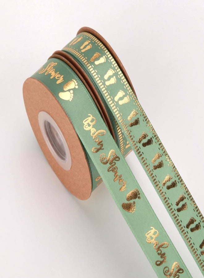 Meseey 20 Yards Baby Ribbon Foot Print Sage Green Ribbons for Crafts Cake Baby Shower Birthday,Gift Wrapping, Party Decoration (sage Green) - Image 5